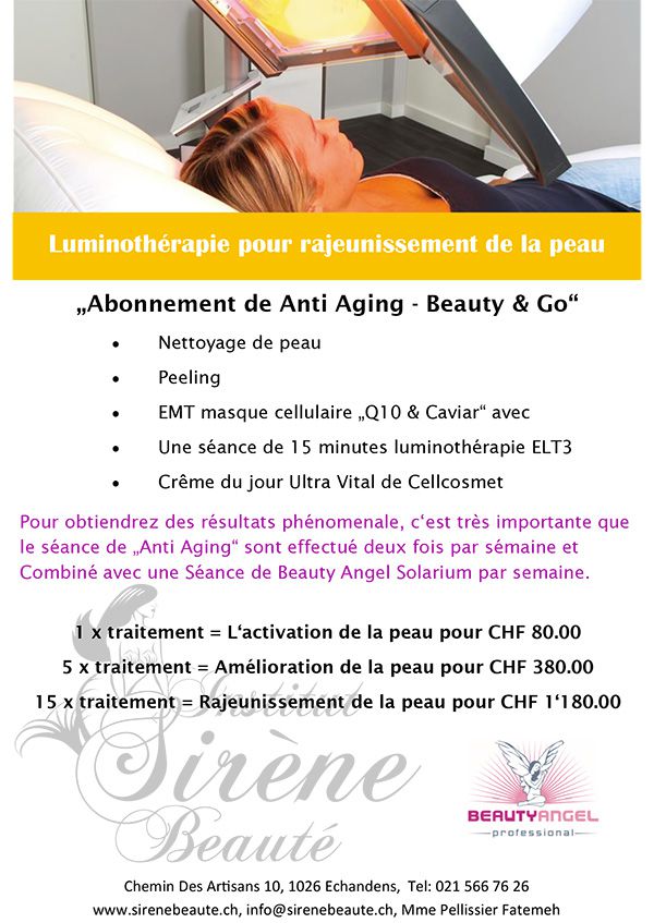 Luminothérapie pour rajeunissement de la peau